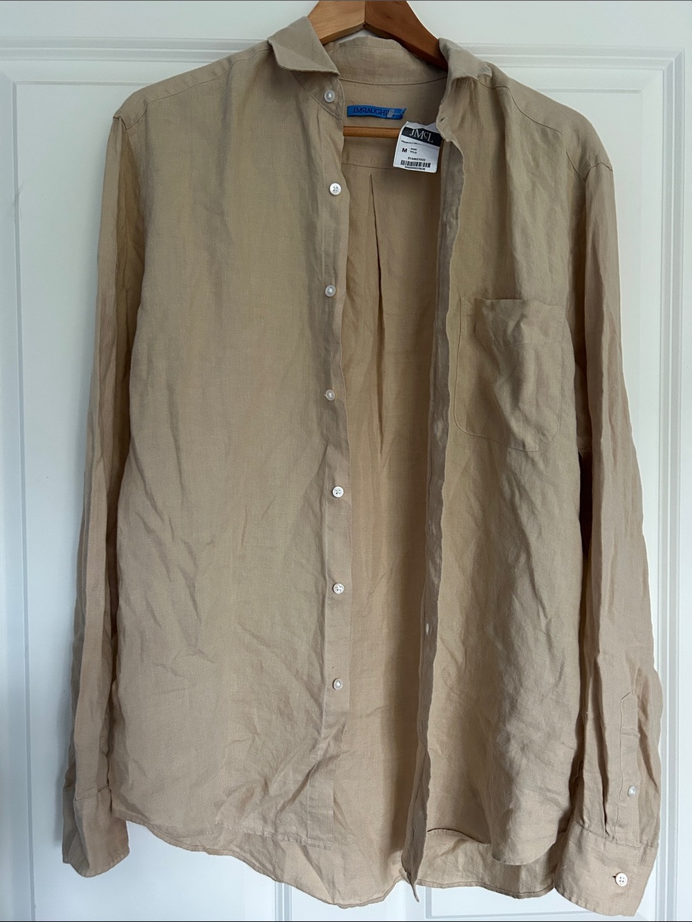 J. McLaughlin Men's Lightweight Linen-Blend Shirt Jacket - Sand